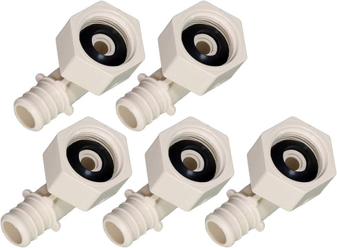 QQTM1212-5 Plastic Poly Alloy 90 Degree Swivel Elbow PEX x FPT Barb Pipe Fitting 1/2'' x 1/2'' White (5 Pack)...