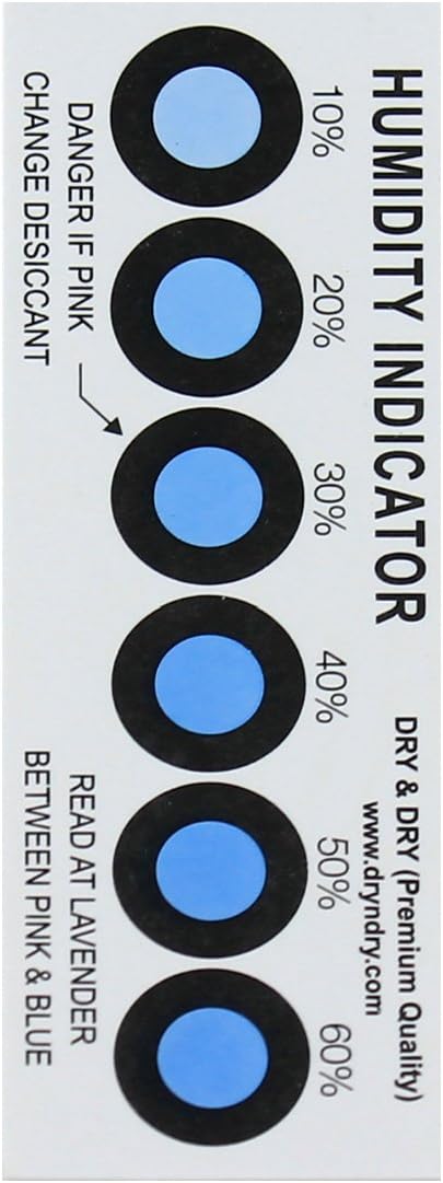 Dry & Dry Premium Humidity Indicator Cards 20 Pack(Reusable) - 10-60% 6 Spot(20 Cards)