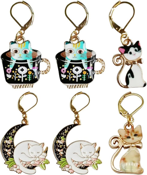 6pcs Cat Crochet Removable Locking Stitch Markers for Knitting and Crocheting Cute Metal Charms Great Gift Knitting Supplier...