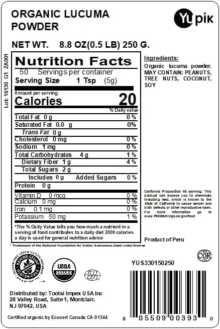 Yupik Organic Lucuma Powder, 8.8 oz, USDA Certified, Gluten-Free, Vegan, Kosher, Non-GMO, Nutritious Superfood & Natural Sweetener with Maple Flav...