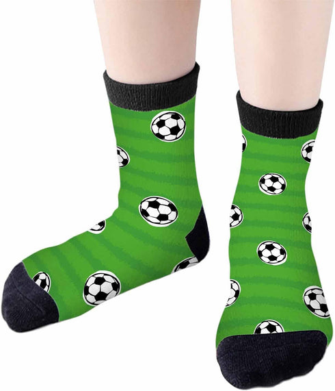 Soccer Crew Socks for Woman Size 6-8 Green Field Ball Sport Cartoon Girls Socks...