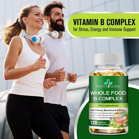 Whole Food B Complex + L-Methylfolate + Probiotics + Digestive Enzymes! High Potency! Vegetarian! for Metabolism, Immune w/Digestive Support! 120 ...