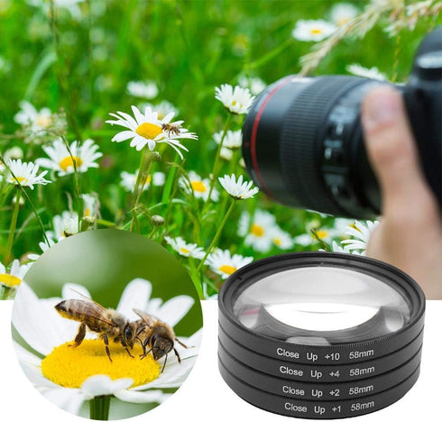 Optical Glass Macro Close Up Filters, Macro Lens Filter Kit +1/+2/+4/+10 Lens Filter, Macro Filter 58mm Closeup Macro Filter Set......