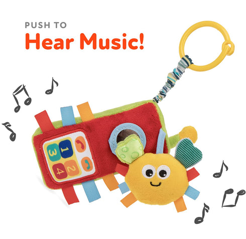 Nuby Plush Phone Pals Musical Hanging Toy with Connector Ring: 0M+, Multi...