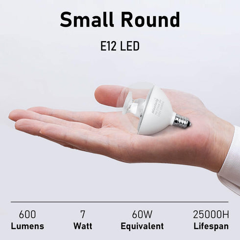 G16.5 Light Bulb LED, 60W Equivalent, Small Round Light Bulbs, E12 Candelabra Base, Dimmable, Daylight 5000K, 7W 600 Lumens, Type G Light Bulb, Cl...