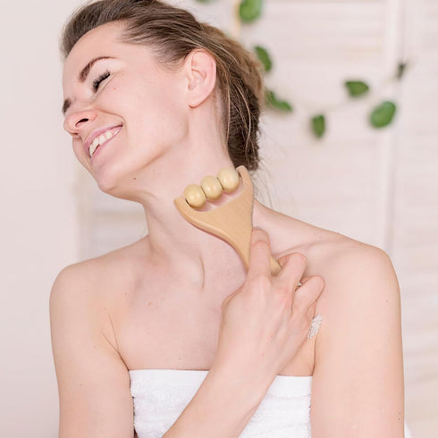 GLEAVI 3pcs Massage Hand Roller Massagers for Neck Wooden Massager Tool Massage Stick Roller Compact Shoulder Massager Wooden Massage Roller for B...