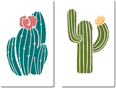 GORGECRAFT 2 Styles Cactus Stencils 20 * 30cm Desert Themed Stencils Reusable Summer Cacti Stencils Sign Square Stencil for Painting On Wood Wall ...