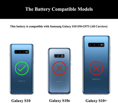 S10 Battery Replacement Kit for Samsung Galaxy S10 SM-G973U/U1/F/W/X and Other All G973 Models with Repair Tools Kit and User Manual...