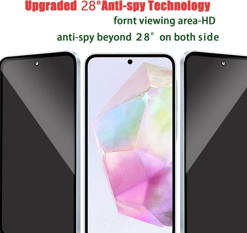 2 Pack Privacy Screen Protector for Samsung Galaxy A35 5G with 2 Pack Camera Lens Protector, Anti-Spy Tempered Glass Film, Full Coverage, Anti-Scr...