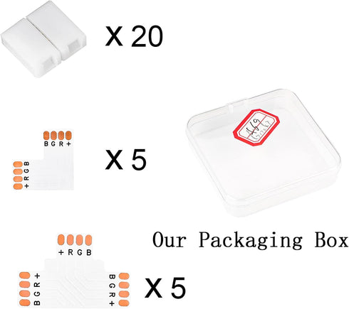 SUPERNIGHT 4Pin LED Light Connectors, 10mm Wide Right Angle Corner T-Shape Solderless Adapter Terminal Extension for 5050 3528 RGB Led Strip Light...