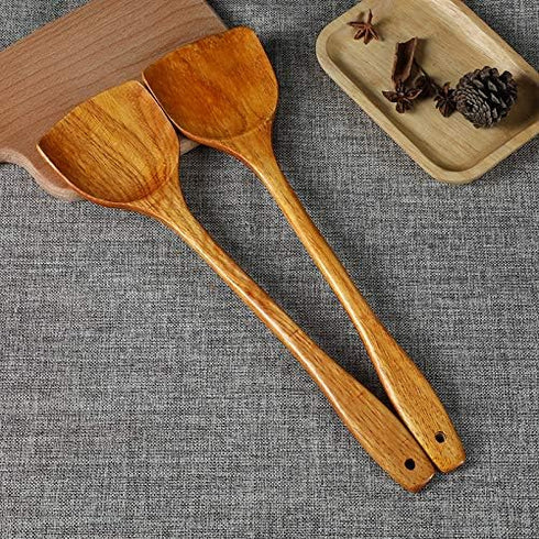 Wooden Spatula for Cooking Nonstick, Kitchen Wok Spatula Utensil Set,15" Wooden Turner Serving Tool for High Heat Stirring in Nonstick Pans...