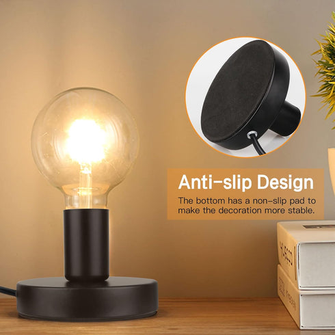 Industrial Table Lamp Base, E26 E27 Lamp Base Without Shade, Mini Short Desk Lamp Exposed Bulb Base, Simple Metal Edison Light Bulb Stand, with 5....