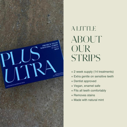 PLUS ULTRA Premium Teeth Whitening Strips, Eco-Friendly Vegan Stain Remover White Strips - Teeth Whitener for Coffee, Wine, Soda, and Other Stains...
