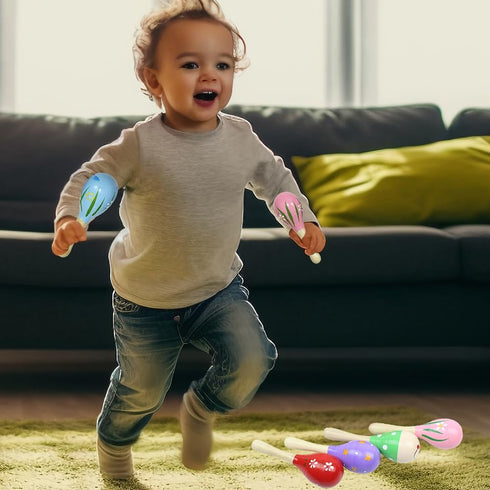 Mini Musical Wooden Maracas Rattles Egg Shaker Toys for Kids, Colorful Noisemaker Sand Hammer Music Instruments Hand Percussion Toy Party Favors...