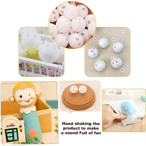 10Pcs White Rattle Balls Inserts Rattle Box Repair Doll Noise Maker Noise Maker Insert Rattle for Animal Puppet Doll Baby Pet,Rattle Inserts...