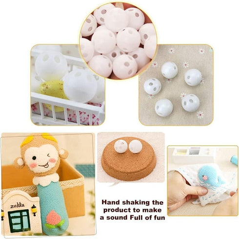 10 Pcs White Rattle Balls Inserts Rattle Box Repair Doll Noise Maker Noise Maker Insert Rattle Toy for Animal Puppet Doll Baby Pet Toy, Rattle...
