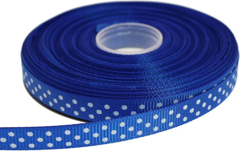 Polka Dot Grosgrain Ribbon 25 Yard Each Roll 100% Polyester (3/8", Royal Blue)...
