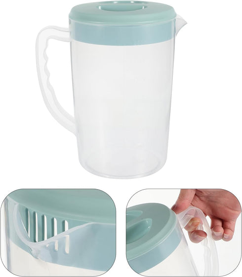 Hemoton Plastic Pitcher with Lid,2000ml Lemonade Pitcher,Pitcher with Lid Covered,Juice Beverage Jar,Airtight Pitcher Jug Juice Pitcher Milk Conta...