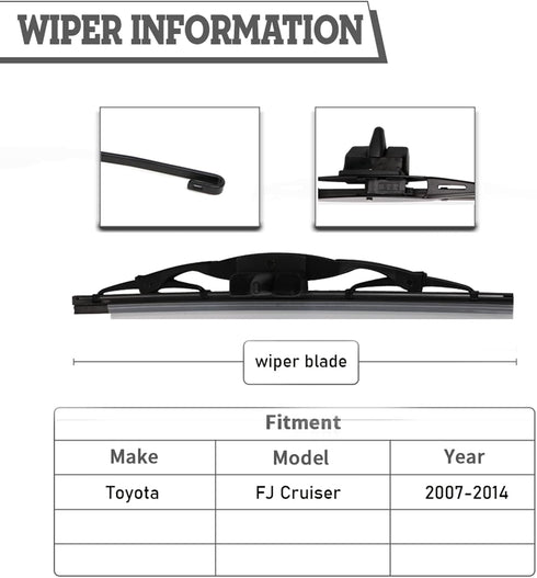 (Set of 2) HODEE Replacement For Toyota FJ Cruiser 2007-2014,Rear Wiper Blade Kit Set,Rear Wiper Accessories Parts,Wiper Blade for Back Windshield...