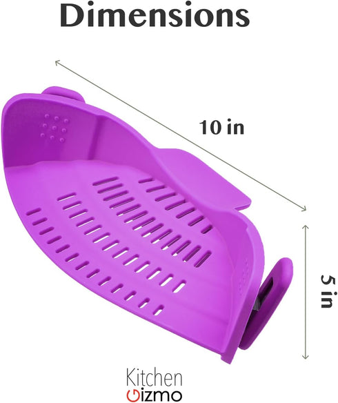 Kitchen Gizmo Snap N Strain Pot and Pasta Strainer - Strainers and Colanders - Adjustable Silicone Clip On Strainer for Pots, Pans, and Bowls - Ki...