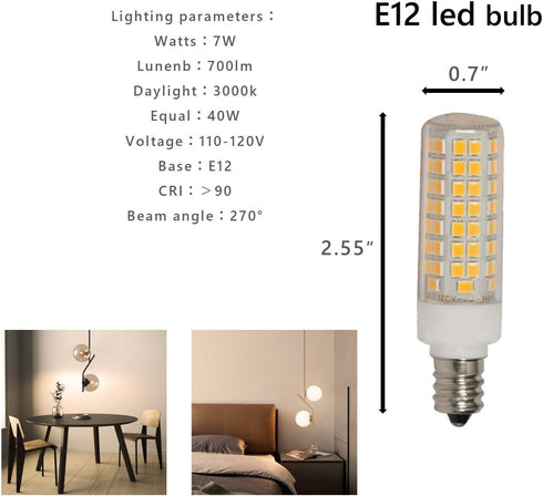 SeeU LED Light Bulb E12 High Lumen Led Corn Bulb Chanderlier Bulb Cylinder Pendant Light Bulb Replacement Warm White 7W...