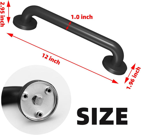 Metal Industrial Stairs Grab Wall Handrail Staircase Steps Indoor Exterior Outdoor Deck Hand Rail Safety Grab Bar (Matte Black) Handle for Stairs ...