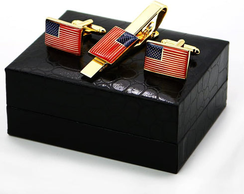 American flag cufflinks and With a gift box, Suitable for officers business pilots USA flag cufflinks...