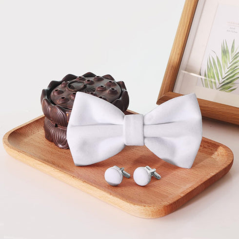 Velvet Bow Ties for Men Pre-Tie Bow Ties Vintage Tuxedo Bow Ties Cufflinks Pocket Square Sets With Gift Box...
