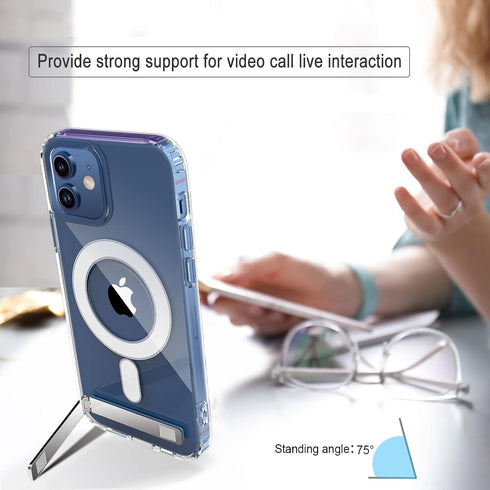 iPhone 12/12 Pro Clear Case 6.1 - MagSafe Compatible, Magnetic Metal Kickstand, Slim Shockproof Protective...