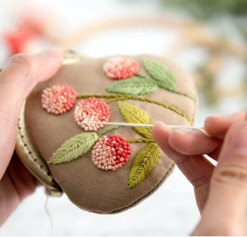 Flowers Bird Embroidered Clutch Coin Purse Wallet Handmade DIY Mobile Phone Bags Kit Embroidered for Wallet Crafts...