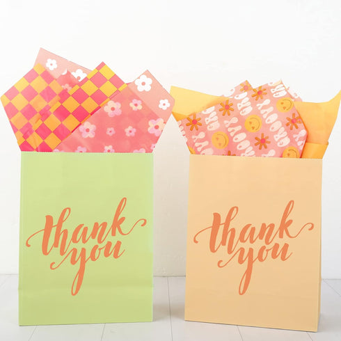 Whaline Boho Tissue Paper Funny Face Wrapping Paper Retro Boho Gift Wrapping Tissue Paper Hippie Boho Art Paper Crafts for Home DIY Gift Bags Part...