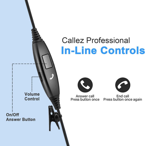 Callez 3.5mm Cell Phone Headset, Mono Computer Headset with Noise Cancelling Microphone, Compatible with iPhone Samsung Huawei Smartphones Laptop ...