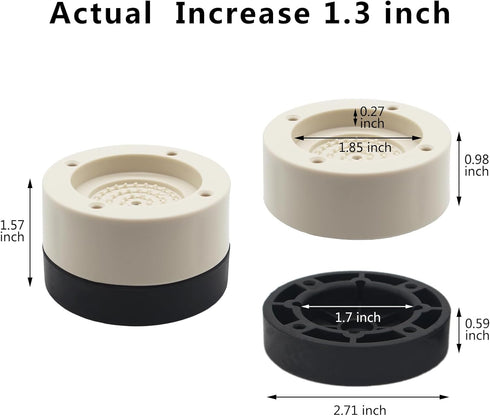4 Sets Furniture Risers Bed Risers (Beige), 1.3 inch Heavy Duty Bed Lifts Risers for Table, Sofa, Couch, Desk, Chair Risers Supports Up to 1,300 l...