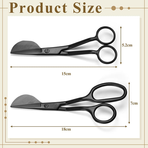 2 Pieces Duckbill Shears 6 and 7 Inches Duckbill Applique Scissors Bent Curved Offset Handle Duckbill Scissors for Carpet Pile, Art, Crafting, Fab...
