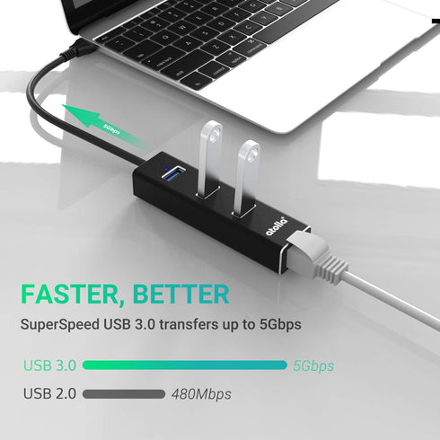 USB to Ethernet Adapter, atolla 3 Ports USB 3.0 Hub with 10/100/1000 Mbps LAN RJ45 Gigabit Network Adapter, Supports Windows 10/8/7, Mac OS, Linux...