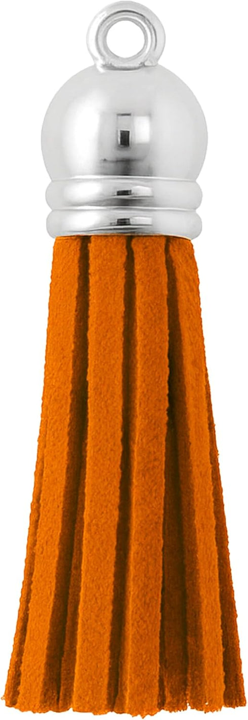 Mandala Crafts 100 Pcs Orange Faux Suede Tassels Bulk Keychain Making Supplies - Small Leather Tassels for Charms, Jewelry Making, and DIY Crafts...