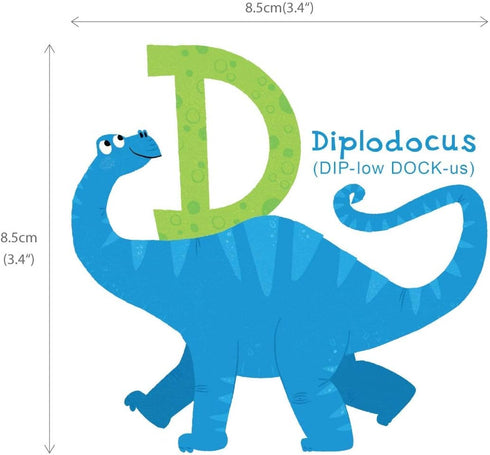 DECOWALL DS-8033 A-Z Dinosaur Alphabet (Small) Kids Wall Stickers Decals Peel and Stick Removable for Nursery Bedroom Living Room Art murals Decor...