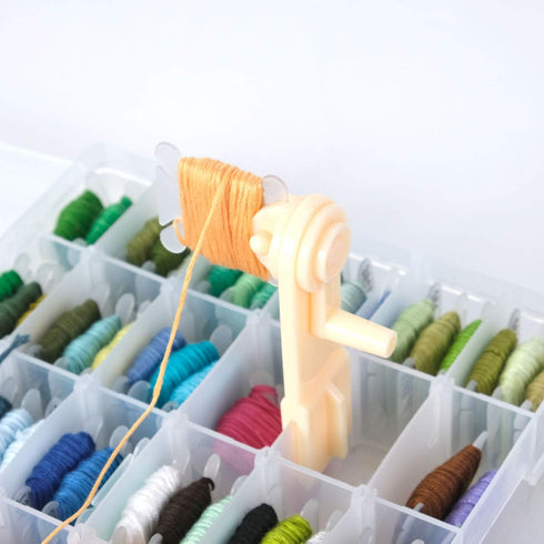 200 Pieces Plastic Floss Bobbins with Bobbin Winder for Cross Stitch Cotton Thread Craft DIY Sewing Storage, White...