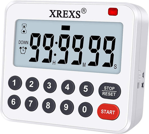 XREXS Digital Kitchen Timer Magnetic Countdown Up Cooking Timer Loud Alarm and Mute Optional, Magnet and Stand, Large Display Classroom Timer for ...