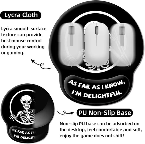 Upgrade Mouse Pad with Wrist Rest, Gothic Skull Skeleton Ergonomic Gaming Gel Mouse Pad with Wrist Support, Computer Mousepad for Desk Home Office...