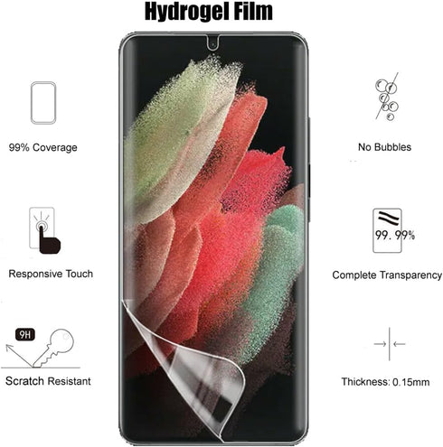 (2+2) For Samsung Galaxy S21 Ultra 5G (2 Pack) Screen Protector (Not Glass), Flexible Soft TPU Film and (2 Pack) Camera Lens Protector, Fingerprin...