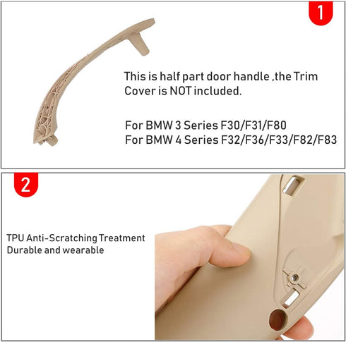 Jaronx Compatible with BMW 3 Series 4 Series Door Handle, Driver Side Left Front Inner Door Pull Handle Replacement (Compatible with BMW 320i,328i...