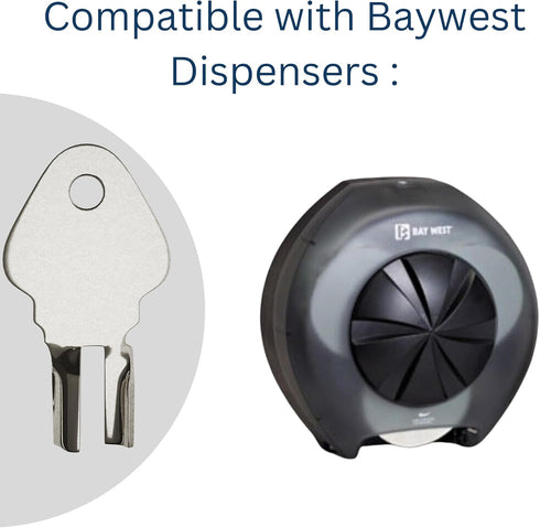 Dispenser Key Replacement for Baywest 1200 - Replacement Key for Baywest Brand Toilet Paper Dispenser, Paper Towels Dispenser, Soap and air freshe...
