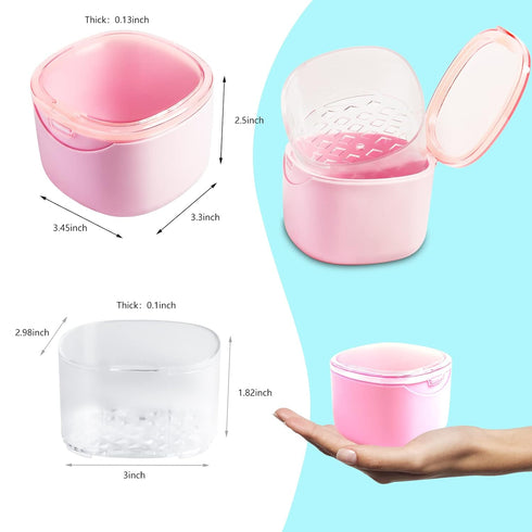 Denture Bath Case, Retainer Cleaning Box, No-Leak Denture Case, Mouth Guard, Night Guard and Retainer (pink)...