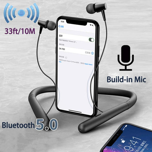 Bluetooth Headphones Wireless Neckband Bluetooth 5.0 Headset with 20 H Playtime, 10 mm Drivers, Magnetic Earbuds, Crystal-Clear Voice and Noise Ca...