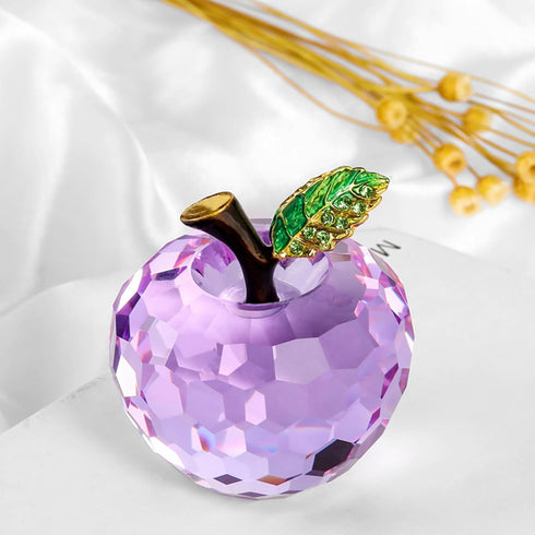 Crystal Apple Figurine Paperweight, Handmade Statue Ornament Home Decoration, Collectible Crystal Crafts, Come with Gift Box, Great Gift for Birth...