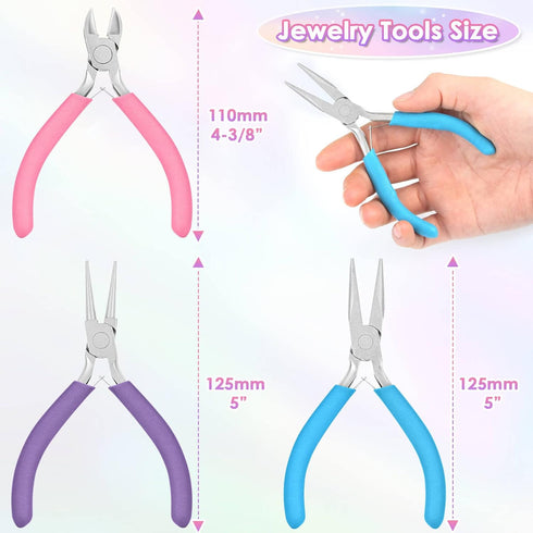 Jewelry Pliers Set - Needle Nose, Round Nose and Wire Cutters for Jewelry Making, Repair and Crafts...