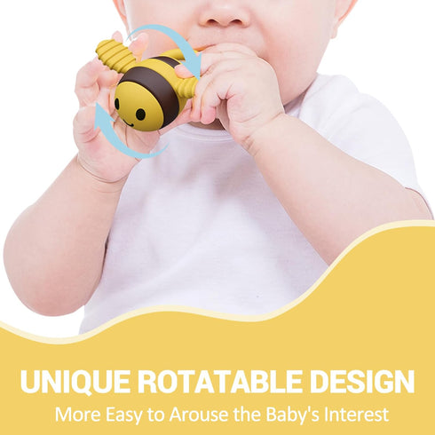 Baby Silicone Teether Toy,Baby Teething Toys for 18 Months Boys Girls Babies, Cute Bee Shape BPA-Free Silicone Baby Chew Toys for Sensory Explorat...