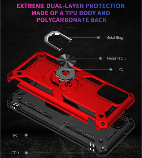Yiakeng Compatible Phone Case for Samsung Galaxy A03S Case with HD Screen Protector, Military Grade Protective Cases with Ring for Galaxy A03S (Re...