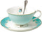 Jusalpha® Vintage Blue Bone China Teacup Coffee Cup Spoon and Saucer Set (FL-TCS01)...